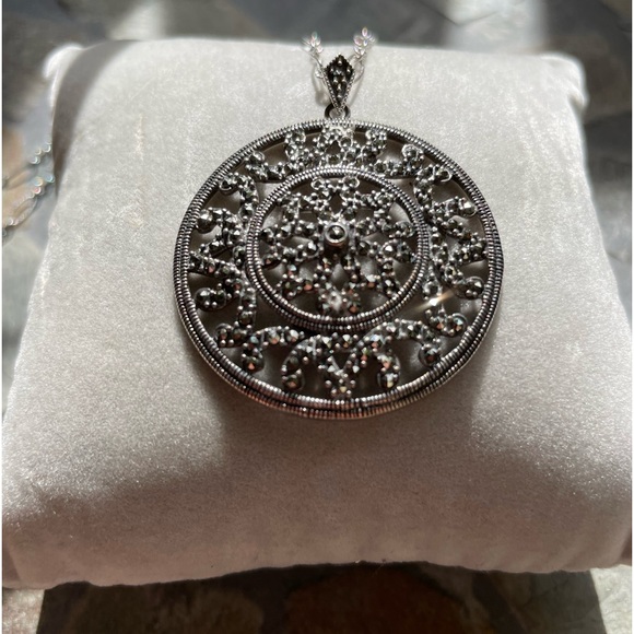 Marcasite Sterling Silver Pendant Chain - Picture 3 of 13